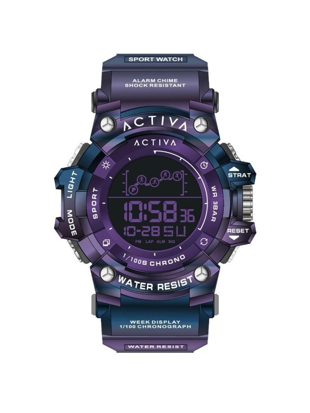 - Activa X Invicta
Digital Unisex Watch - 50mm,
Iridescent, Purple new